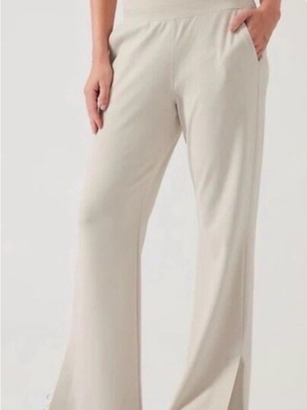 Athleta Wide-Leg Pull-On Pants in Light Beige